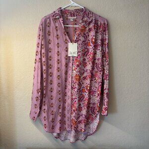 Women's Knox Rose Floral/Paisley Oversized Button Up Shirt, NWT, Size Small